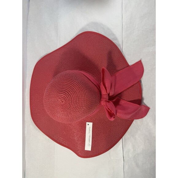 Pink Floppy Hat Wide Brim Foldable for Women Summer Bow Travel Outdoor Sun Wear main image 6
